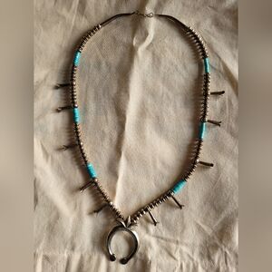 Sterling Turquoise Navajo Naja necklace